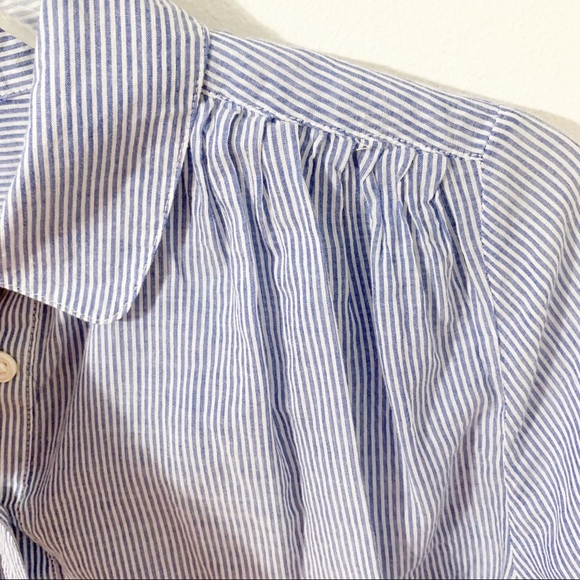 J. Crew Cotton Pinstripe Partial Buttoned Collared Lightweight Long Sleeve Top - Picture 5 of 8